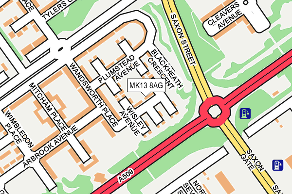 MK13 8AG map - OS OpenMap – Local (Ordnance Survey)