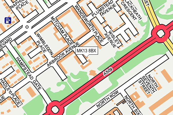 MK13 8BX map - OS OpenMap – Local (Ordnance Survey)