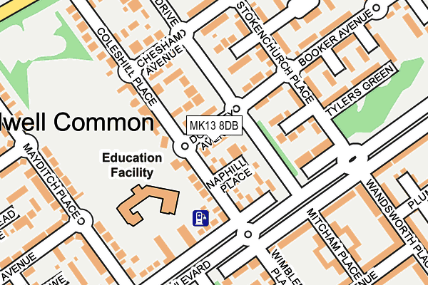 MK13 8DB map - OS OpenMap – Local (Ordnance Survey)