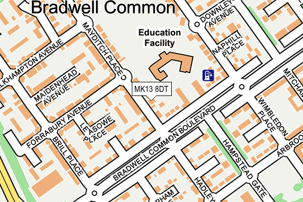 MK13 8DT map - OS OpenMap – Local (Ordnance Survey)