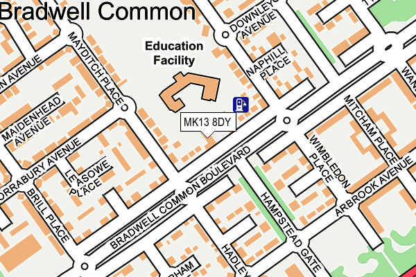 MK13 8DY map - OS OpenMap – Local (Ordnance Survey)