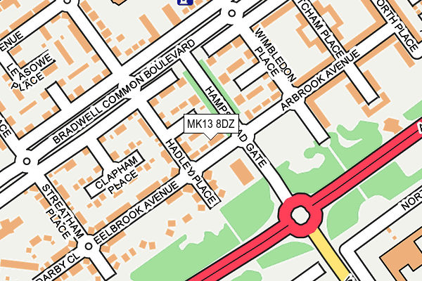 MK13 8DZ map - OS OpenMap – Local (Ordnance Survey)