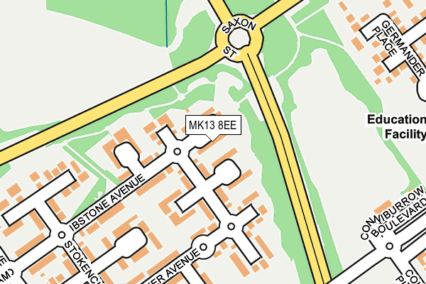 MK13 8EE map - OS OpenMap – Local (Ordnance Survey)