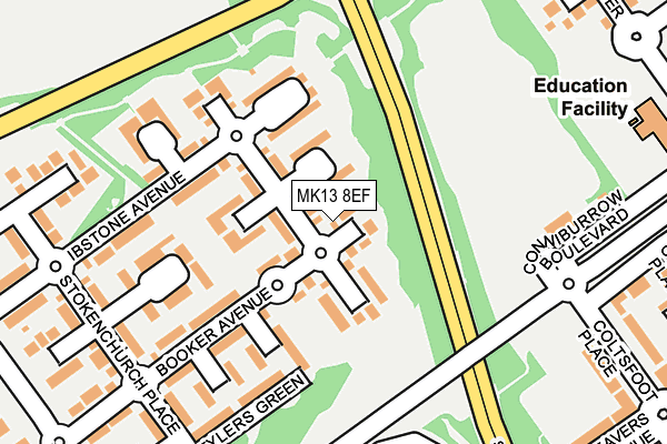 MK13 8EF map - OS OpenMap – Local (Ordnance Survey)
