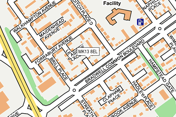 MK13 8EL map - OS OpenMap – Local (Ordnance Survey)