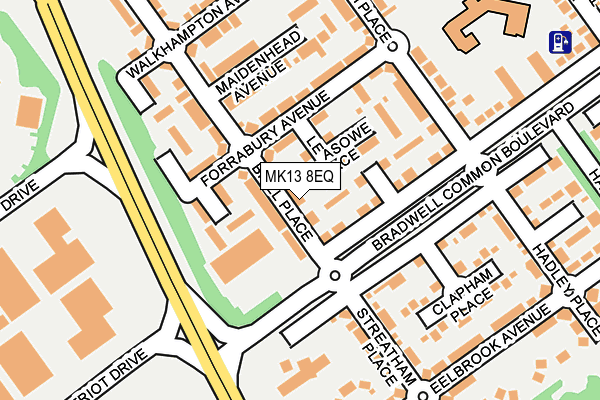 MK13 8EQ map - OS OpenMap – Local (Ordnance Survey)