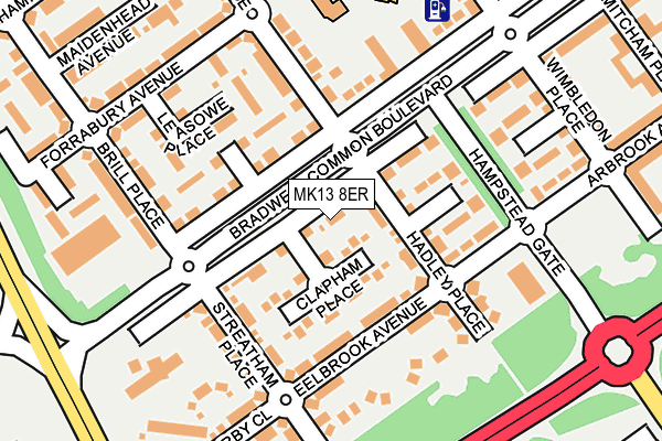 MK13 8ER map - OS OpenMap – Local (Ordnance Survey)