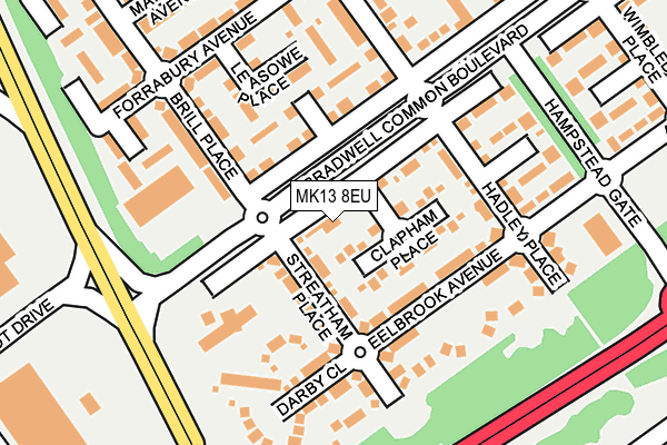 MK13 8EU map - OS OpenMap – Local (Ordnance Survey)