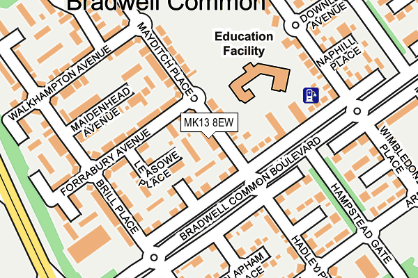 MK13 8EW map - OS OpenMap – Local (Ordnance Survey)