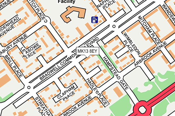 MK13 8EY map - OS OpenMap – Local (Ordnance Survey)