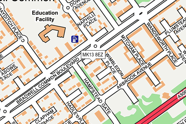 MK13 8EZ map - OS OpenMap – Local (Ordnance Survey)