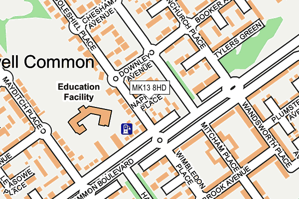 MK13 8HD map - OS OpenMap – Local (Ordnance Survey)