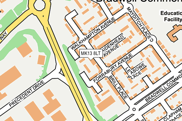 MK13 8LT map - OS OpenMap – Local (Ordnance Survey)