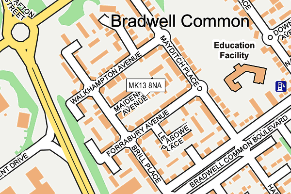 MK13 8NA map - OS OpenMap – Local (Ordnance Survey)