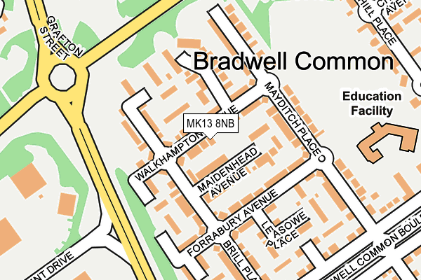 MK13 8NB map - OS OpenMap – Local (Ordnance Survey)