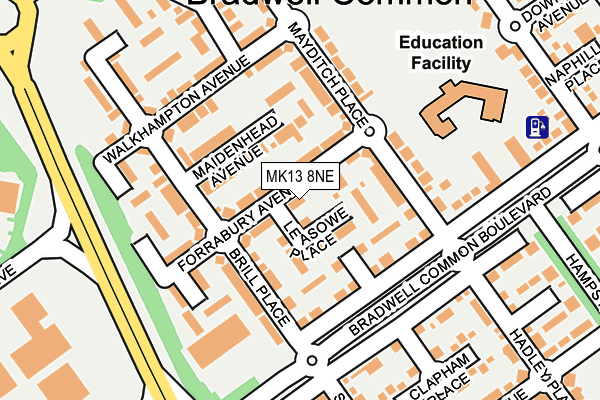 MK13 8NE map - OS OpenMap – Local (Ordnance Survey)