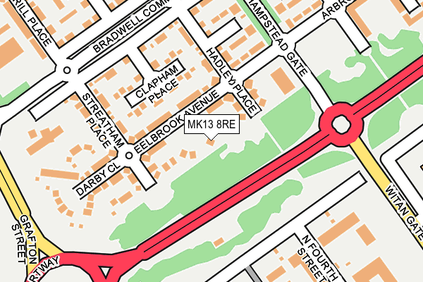 MK13 8RE map - OS OpenMap – Local (Ordnance Survey)