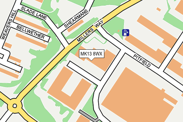 MK13 8WX map - OS OpenMap – Local (Ordnance Survey)