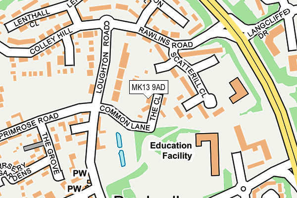 MK13 9AD map - OS OpenMap – Local (Ordnance Survey)