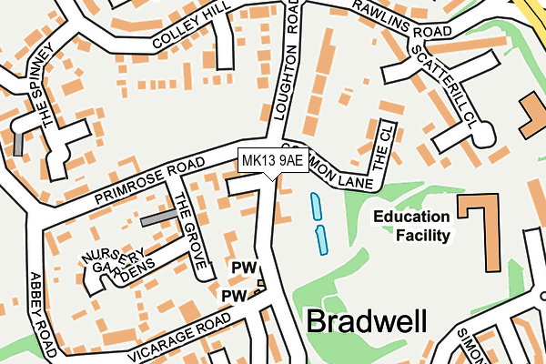 MK13 9AE map - OS OpenMap – Local (Ordnance Survey)