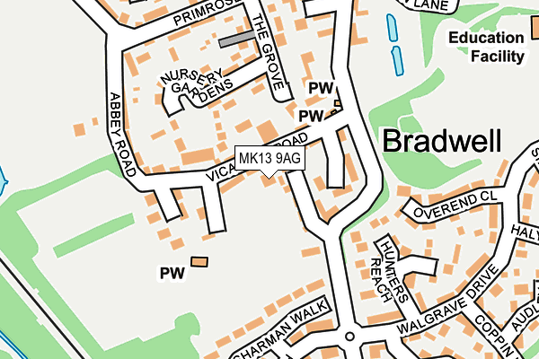 MK13 9AG map - OS OpenMap – Local (Ordnance Survey)