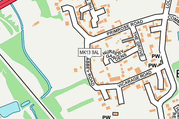 MK13 9AL map - OS OpenMap – Local (Ordnance Survey)