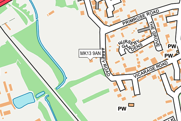 MK13 9AN map - OS OpenMap – Local (Ordnance Survey)