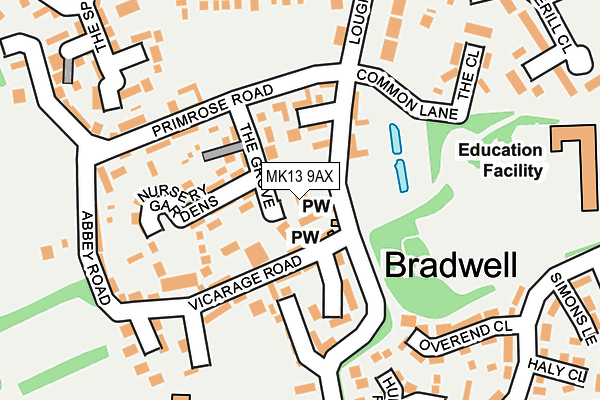 MK13 9AX map - OS OpenMap – Local (Ordnance Survey)