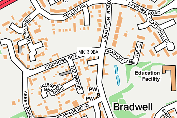 MK13 9BA map - OS OpenMap – Local (Ordnance Survey)