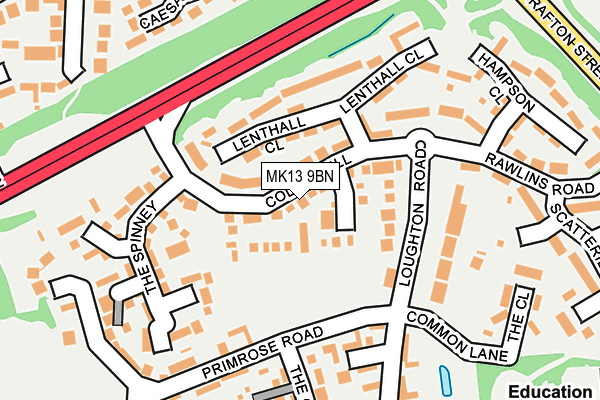 MK13 9BN map - OS OpenMap – Local (Ordnance Survey)