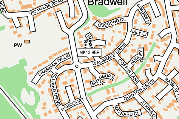 MK13 9BP map - OS OpenMap – Local (Ordnance Survey)