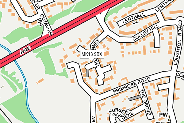MK13 9BX map - OS OpenMap – Local (Ordnance Survey)