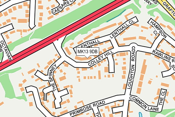 MK13 9DB map - OS OpenMap – Local (Ordnance Survey)