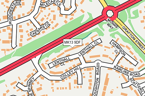 MK13 9DF map - OS OpenMap – Local (Ordnance Survey)