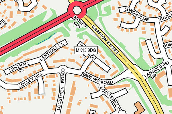 MK13 9DG map - OS OpenMap – Local (Ordnance Survey)