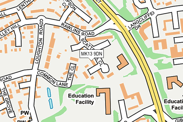 MK13 9DN map - OS OpenMap – Local (Ordnance Survey)