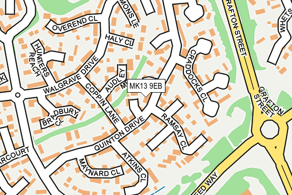 MK13 9EB map - OS OpenMap – Local (Ordnance Survey)