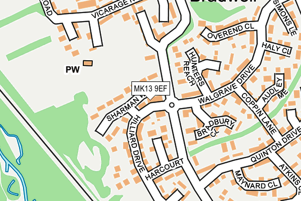 MK13 9EF map - OS OpenMap – Local (Ordnance Survey)