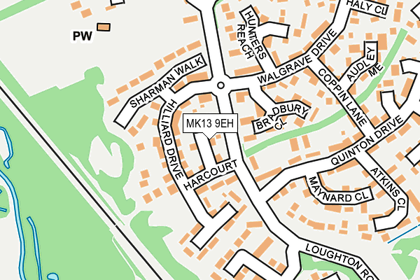 MK13 9EH map - OS OpenMap – Local (Ordnance Survey)