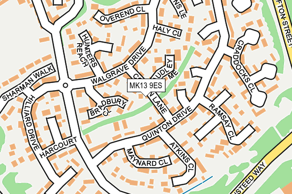 MK13 9ES map - OS OpenMap – Local (Ordnance Survey)