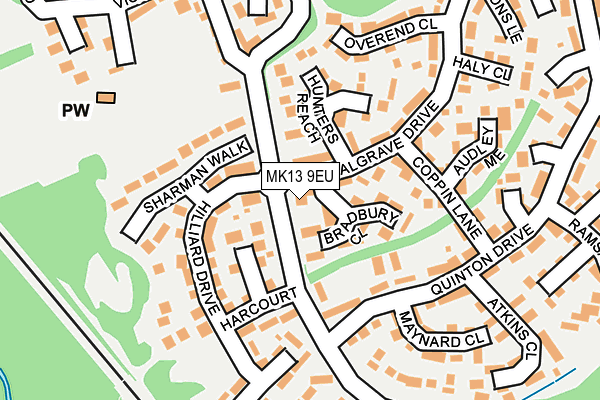 MK13 9EU map - OS OpenMap – Local (Ordnance Survey)