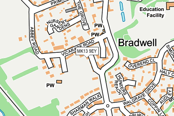 MK13 9EY map - OS OpenMap – Local (Ordnance Survey)