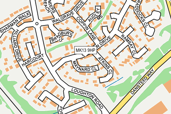 MK13 9HP map - OS OpenMap – Local (Ordnance Survey)
