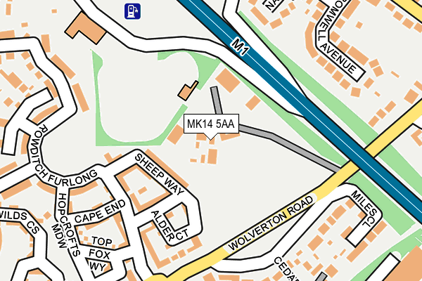MK14 5AA map - OS OpenMap – Local (Ordnance Survey)