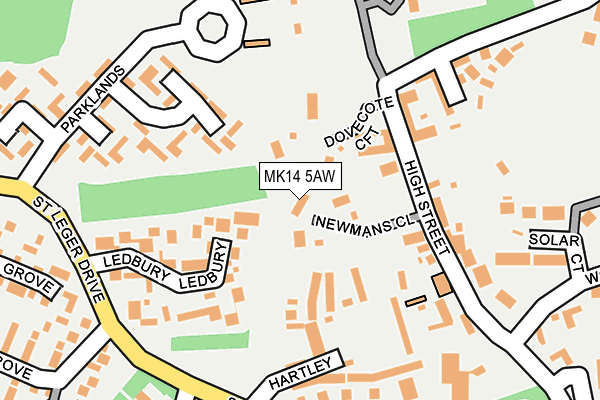 MK14 5AW map - OS OpenMap – Local (Ordnance Survey)
