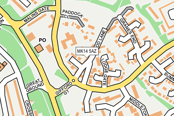 MK14 5AZ map - OS OpenMap – Local (Ordnance Survey)