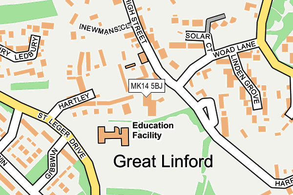 MK14 5BJ map - OS OpenMap – Local (Ordnance Survey)