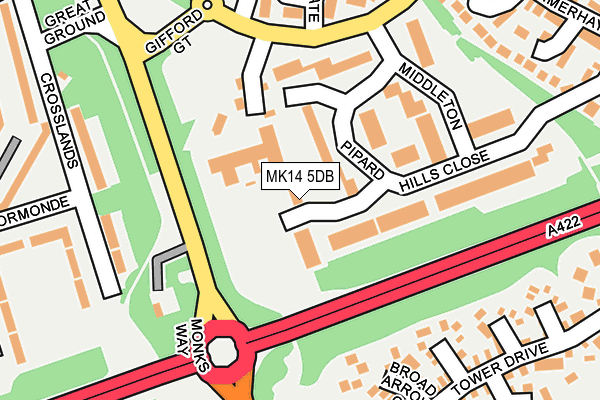 MK14 5DB map - OS OpenMap – Local (Ordnance Survey)