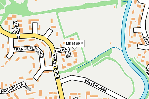 MK14 5EP map - OS OpenMap – Local (Ordnance Survey)