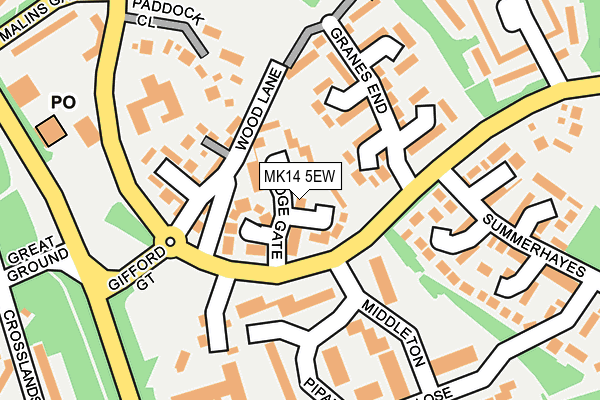 MK14 5EW map - OS OpenMap – Local (Ordnance Survey)